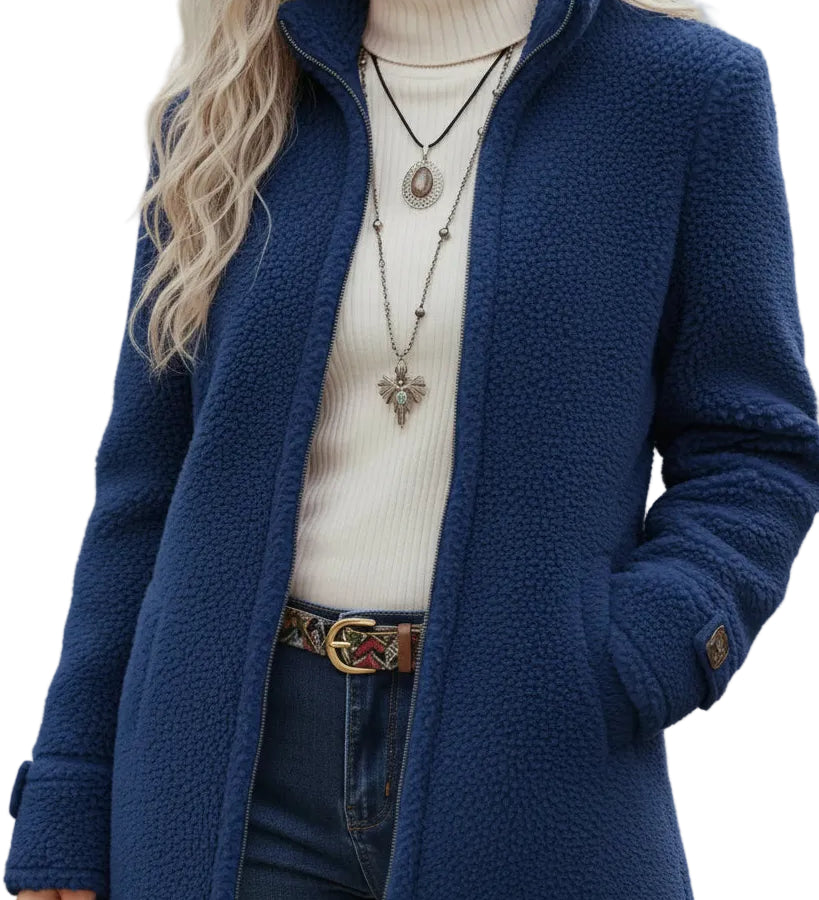 Annelies | manteau intermédiaire doux avec fermeture éclair