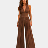 Héluise | Combinaison plissée en chiffon marron