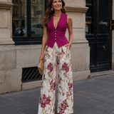 Alixène | Ensemble haut sans manches et pantalon fleuri