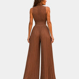 Héluise | Combinaison plissée en chiffon marron