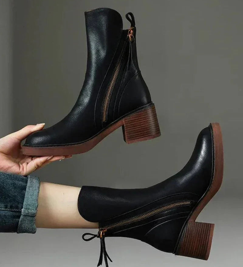 Valorine | Bottes en cuir noir