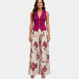 Alixène | Ensemble haut sans manches et pantalon fleuri