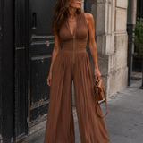Héluise | Combinaison plissée en chiffon marron