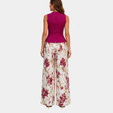 Alixène | Ensemble haut sans manches et pantalon fleuri