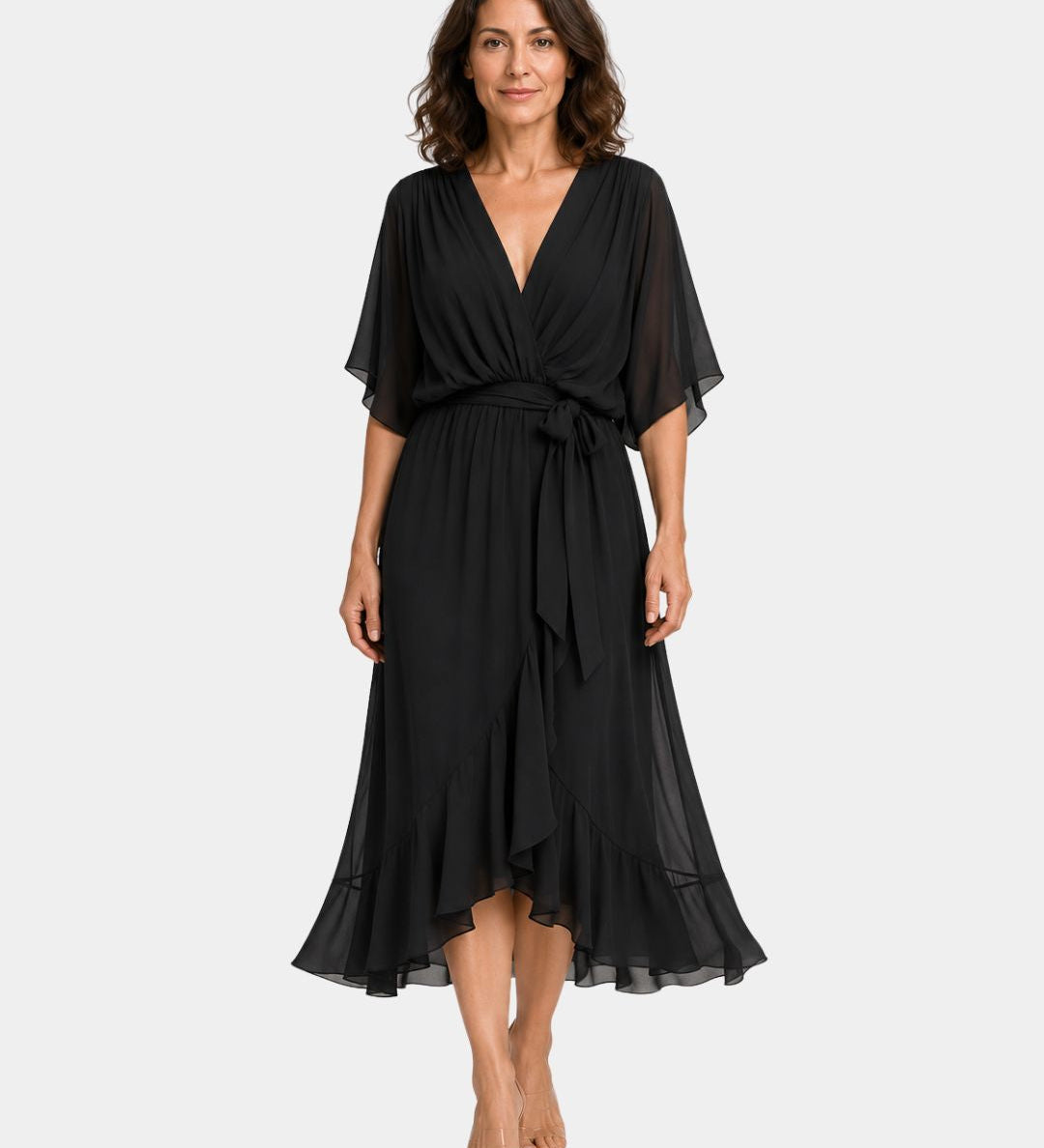 Carmen | Robe en chiffon avec décolleté en V