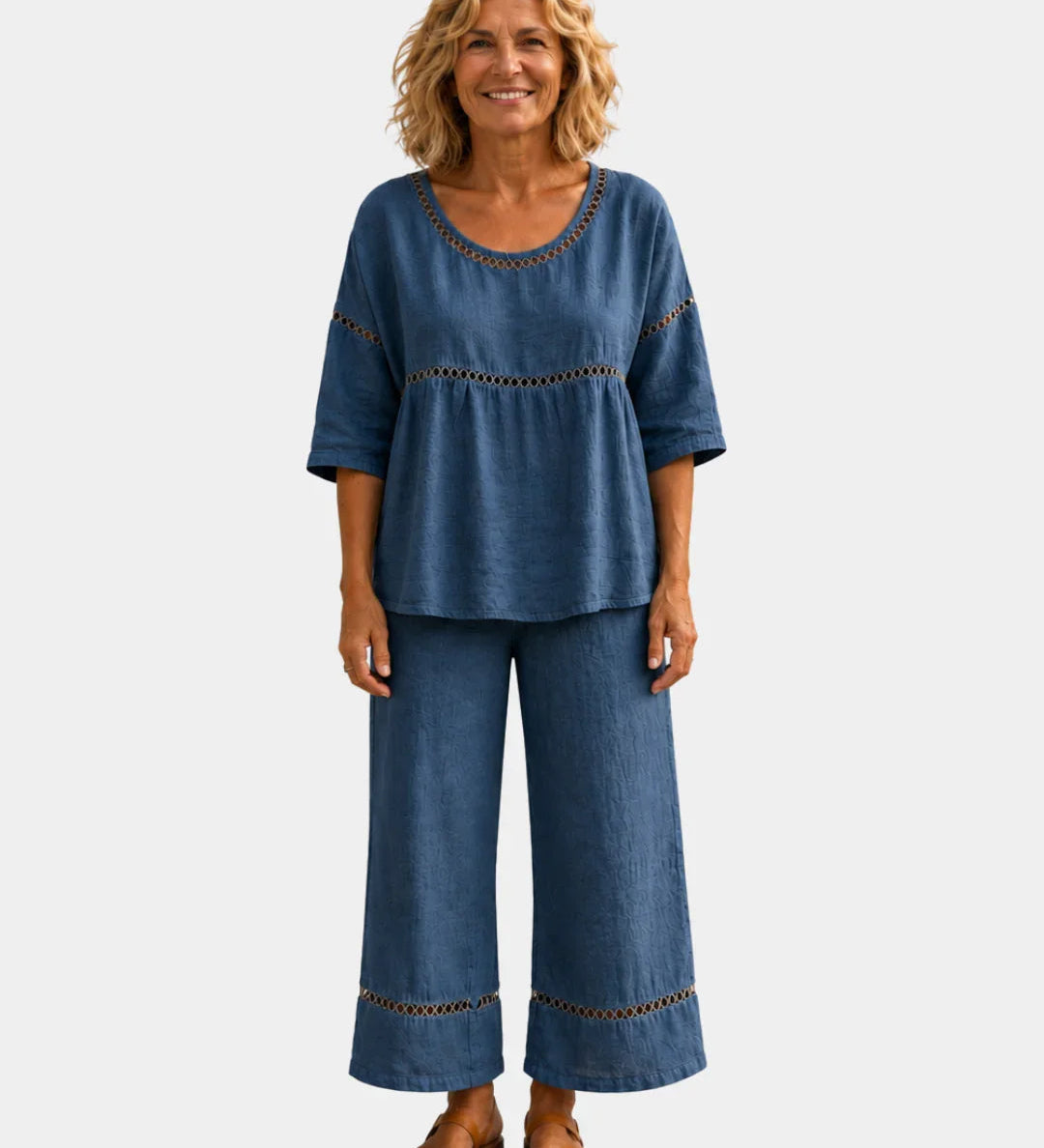 Bonne | Ensemble frais avec blouse et pantalon assortis