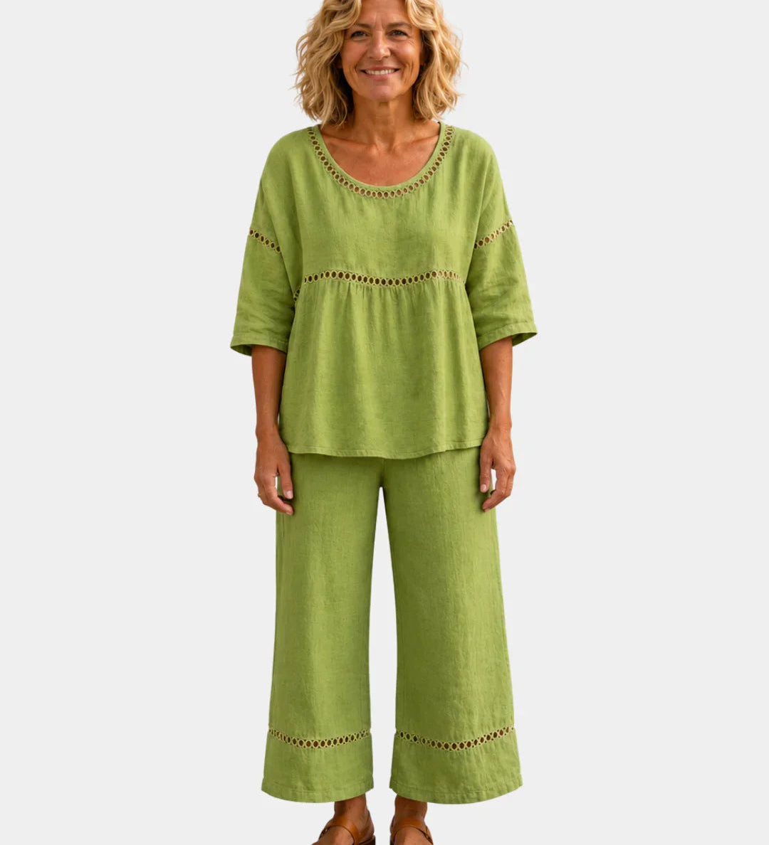Bonne | Ensemble frais avec blouse et pantalon assortis