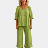 Bonne | Ensemble frais avec blouse et pantalon assortis