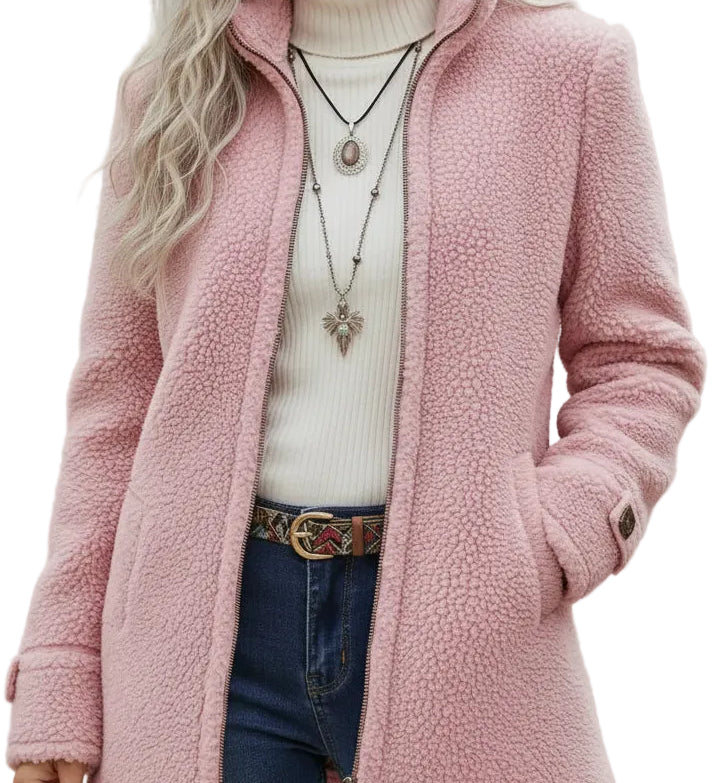 Annelies | manteau intermédiaire doux avec fermeture éclair