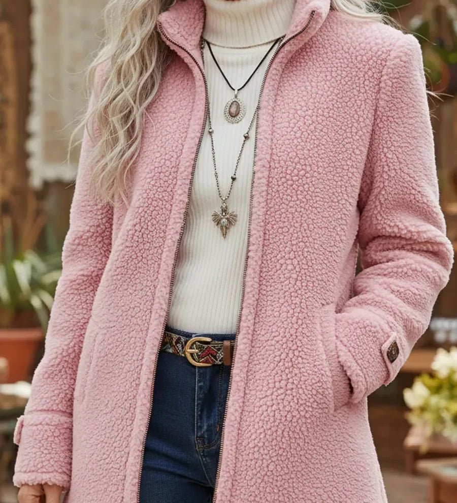 Annelies | manteau intermédiaire doux avec fermeture éclair