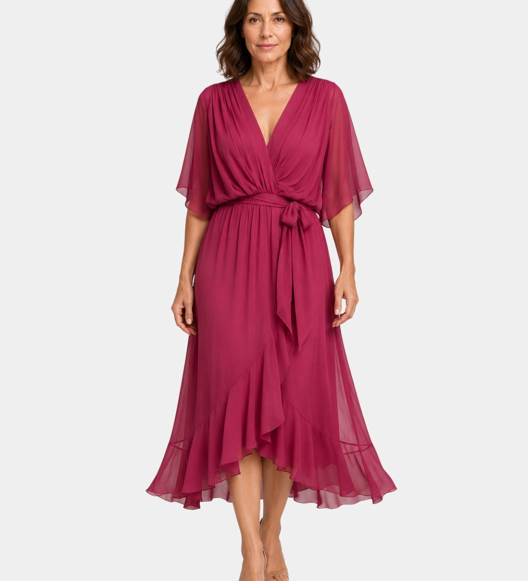 Carmen | Robe en chiffon avec décolleté en V