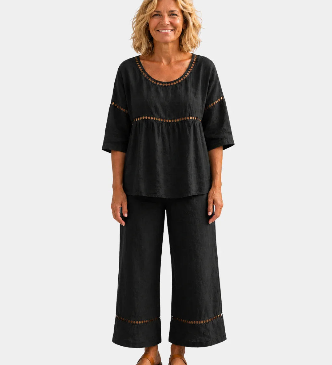 Bonne | Ensemble frais avec blouse et pantalon assortis