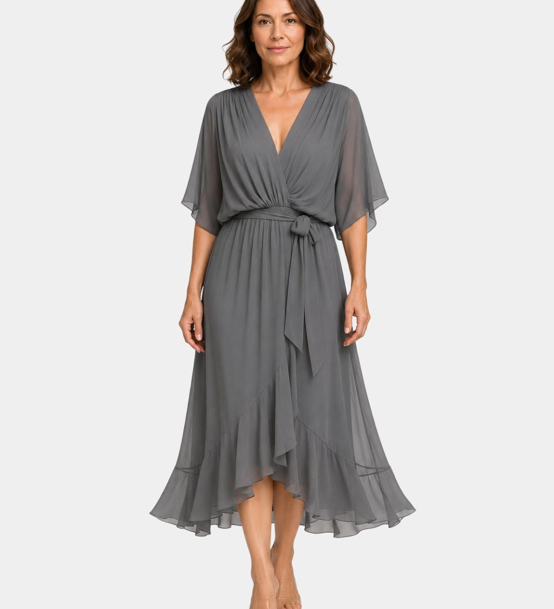 Carmen | Robe en chiffon avec décolleté en V