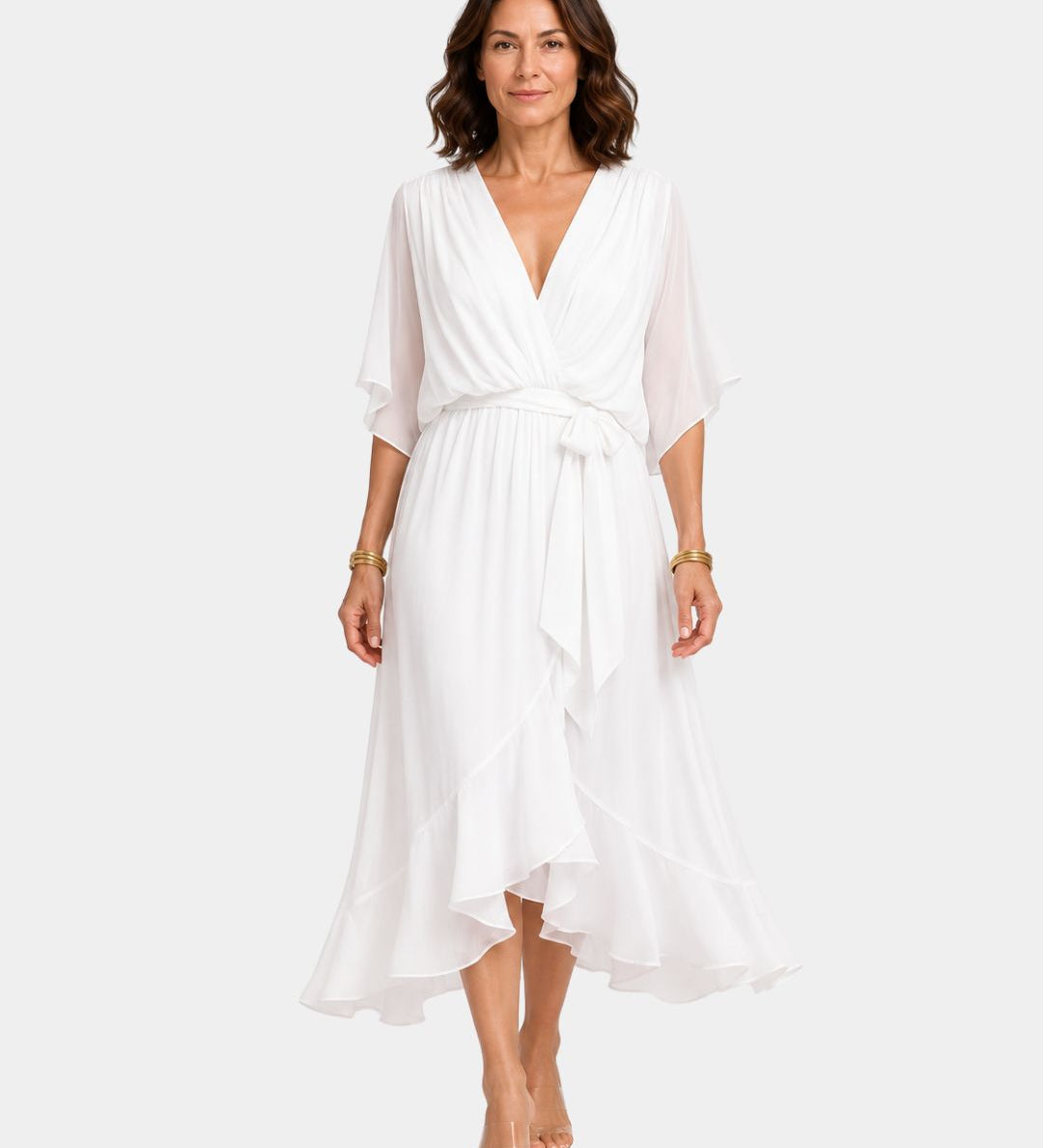 Carmen | Robe en chiffon avec décolleté en V