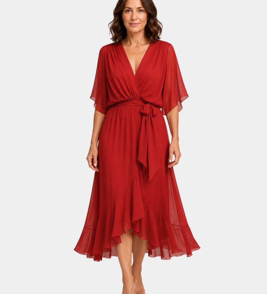 Carmen | Robe en chiffon avec décolleté en V