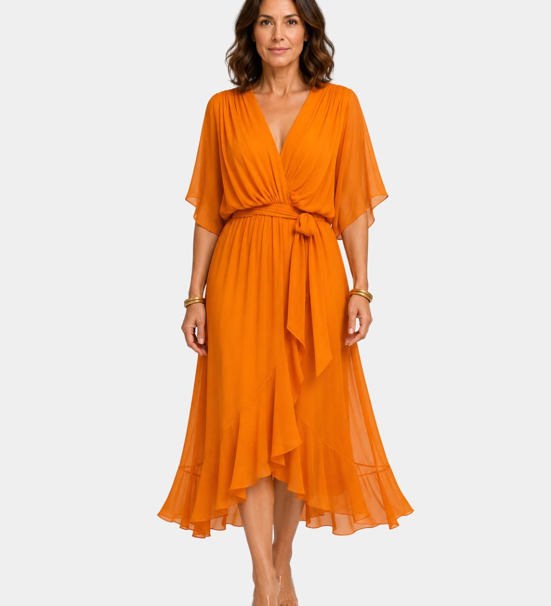 Carmen | Robe en chiffon avec décolleté en V