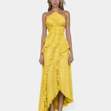 Féodora I Robe Maxi Asymétrique Lavande à Volants