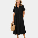 Odelette | Robe chemise midi rayée à boutons