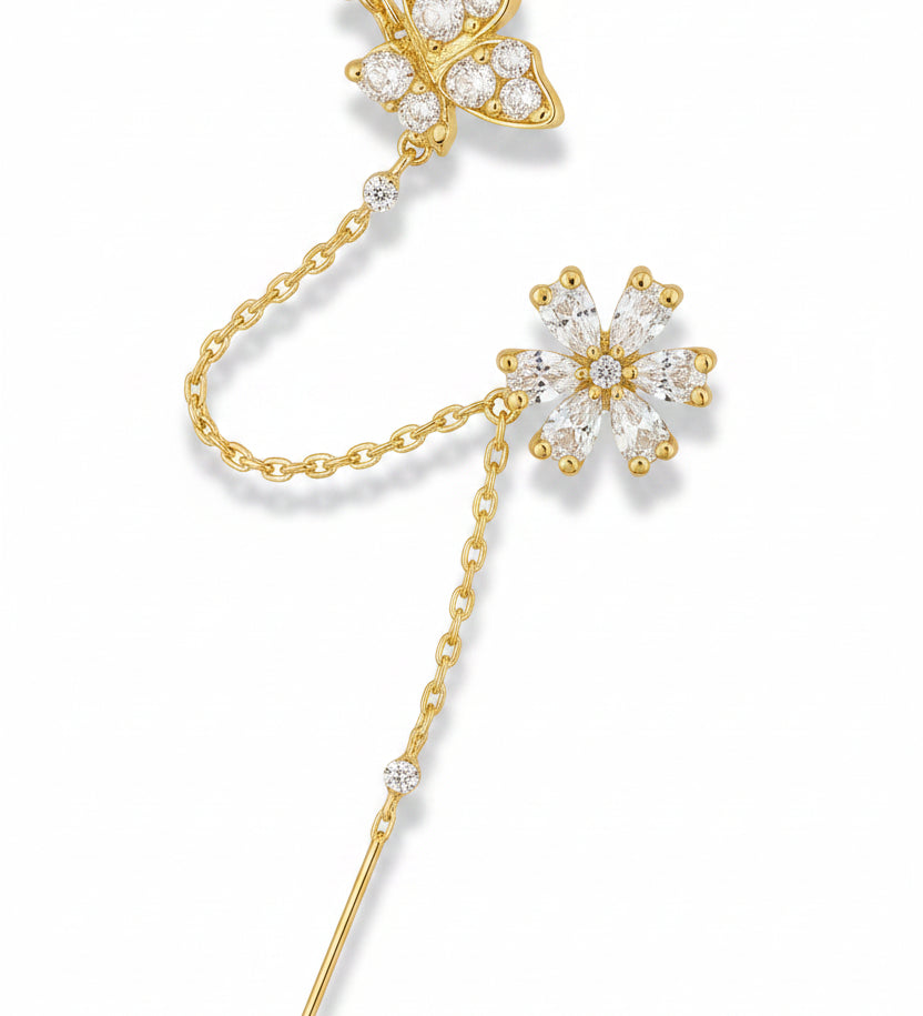 Marie | Ear cuff papillon et fleur