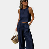 Shéhérazade | Ensemble blouse et pantalon en coton et lin