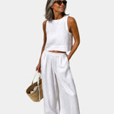 Shéhérazade | Ensemble blouse et pantalon en coton et lin