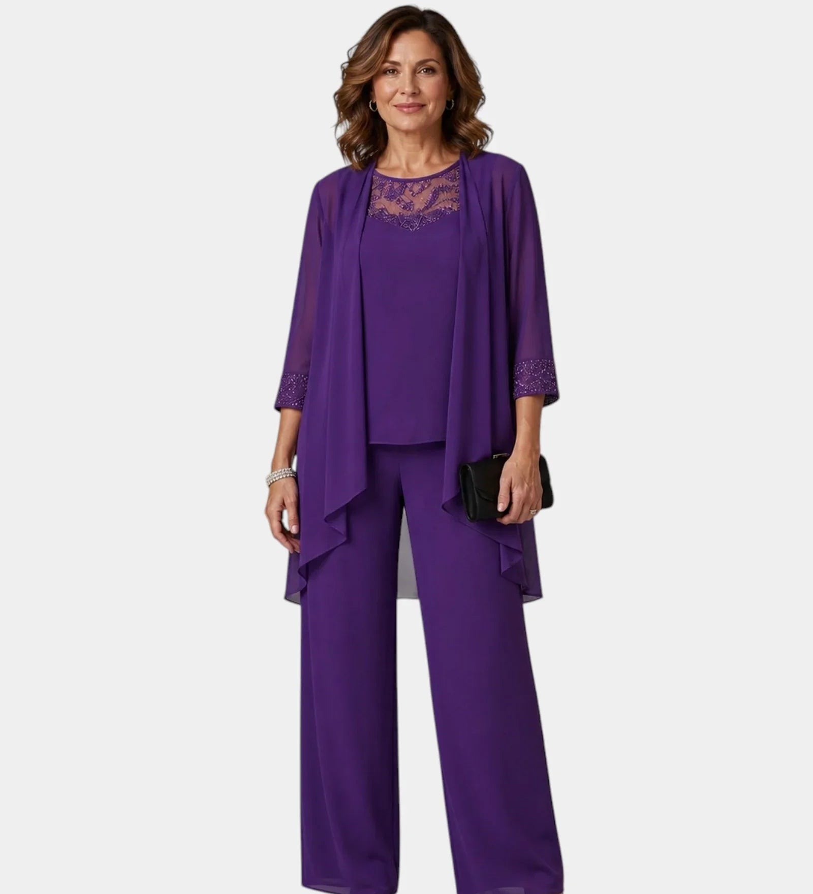 Adalie | Ensemble pantalon, blouse et manteau assortis