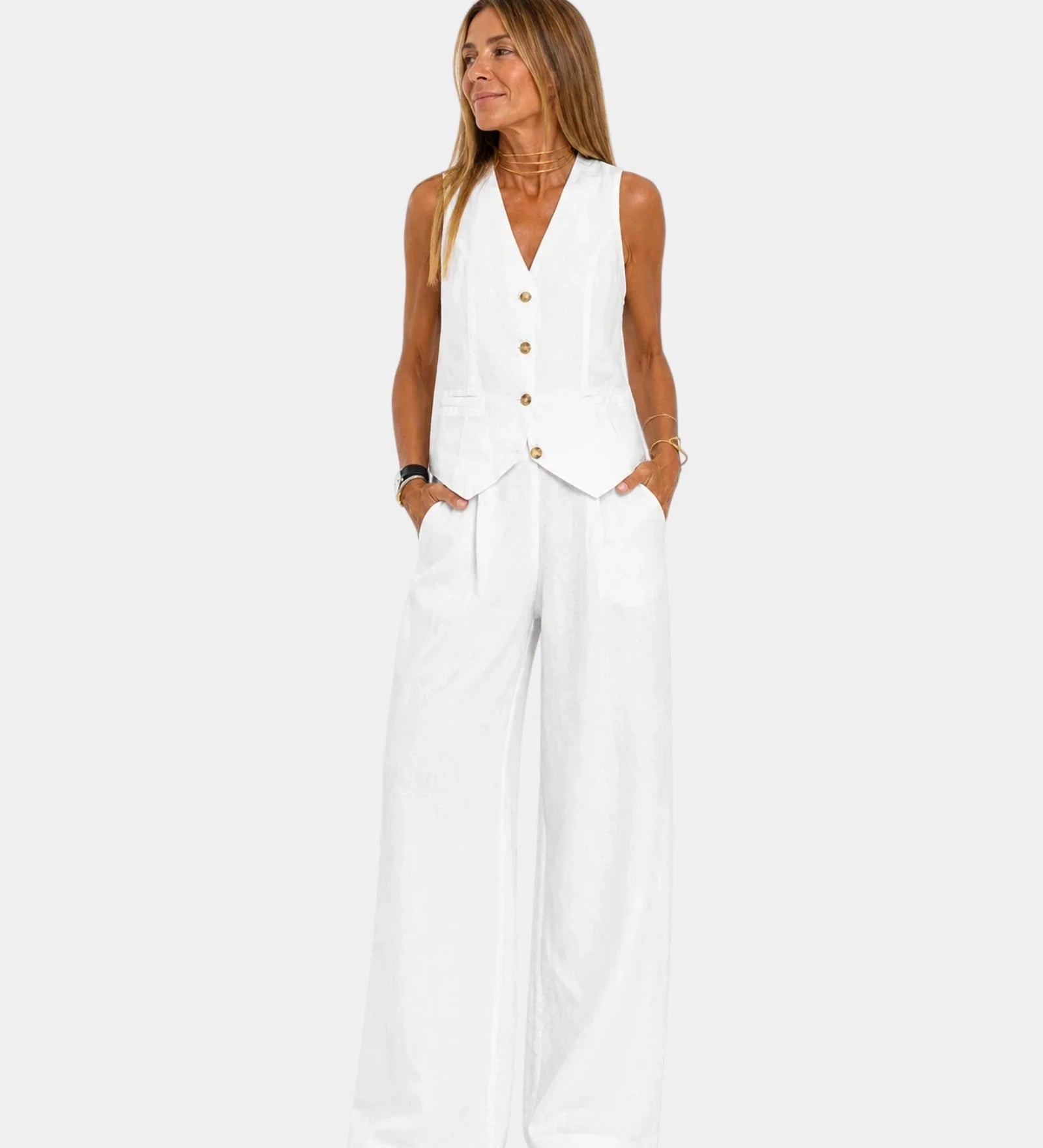 Assia | Ensemble gilet sans manches et pantalon