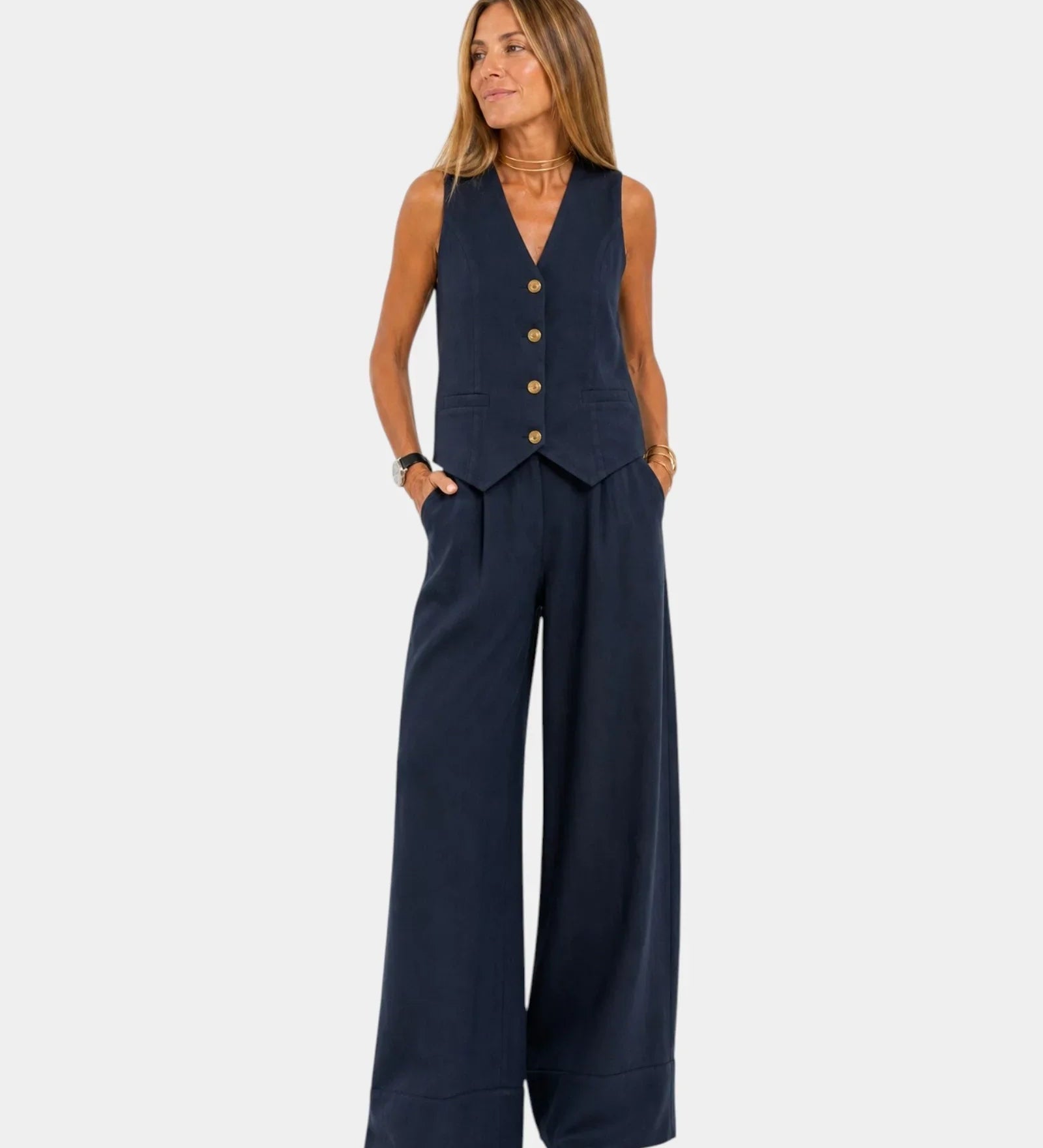 Assia | Ensemble gilet sans manches et pantalon