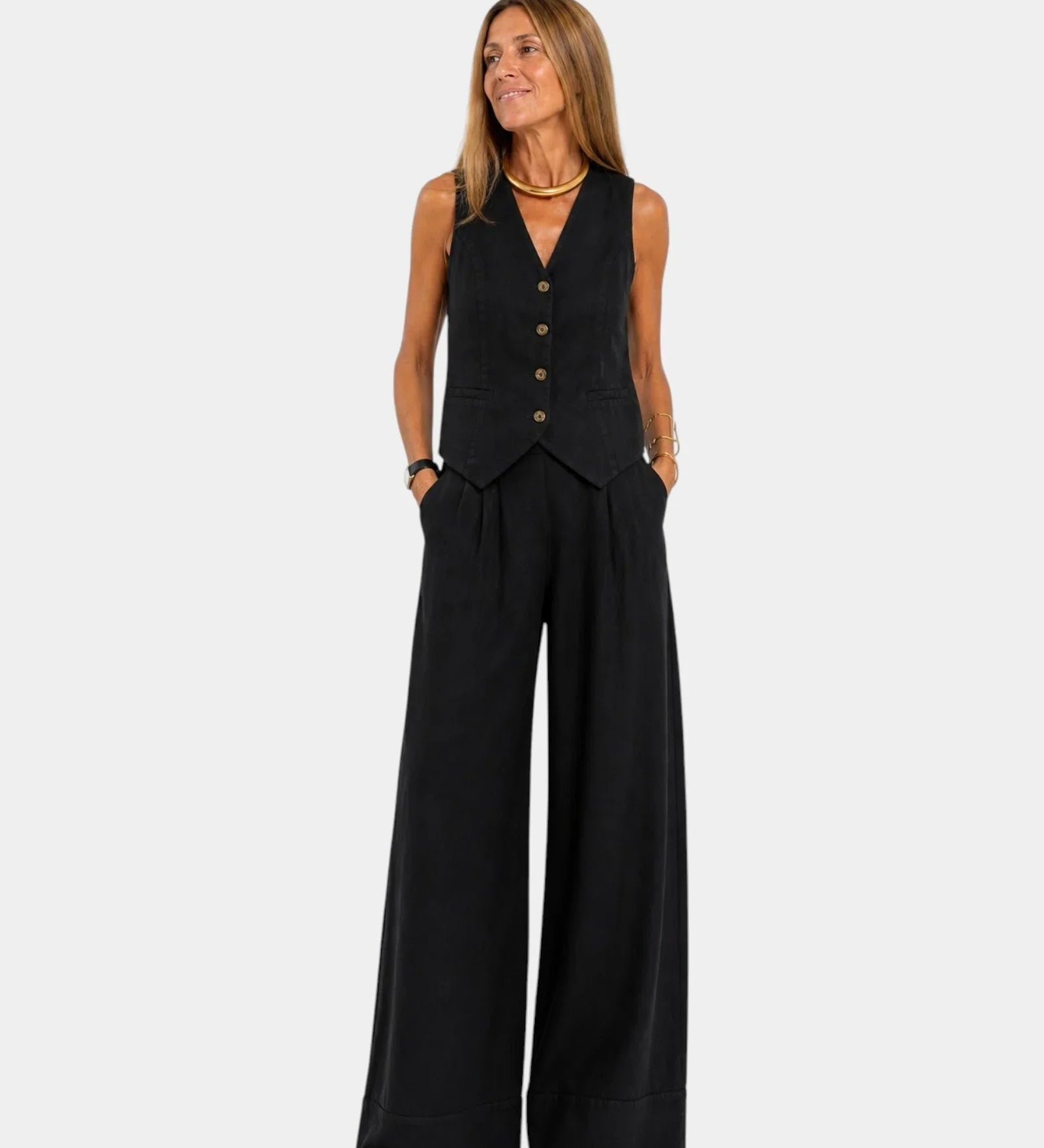 Assia | Ensemble gilet sans manches et pantalon