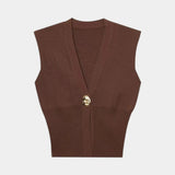 Félicie | Gilet en Tricot Détail Boutonné Col V
