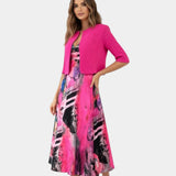 Stacy | Robe midi fluide imprimée avec veste assortie