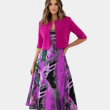 Stacy | Robe midi fluide imprimée avec veste assortie