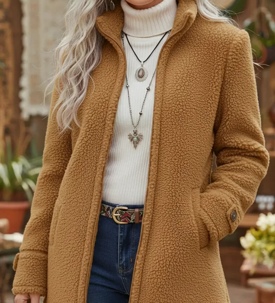 Annelies | manteau intermédiaire doux avec fermeture éclair
