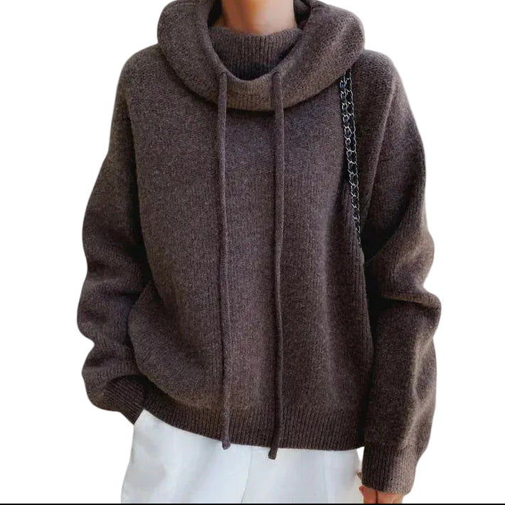 Marie | Pull Douillet avec Col Haut et Capuche