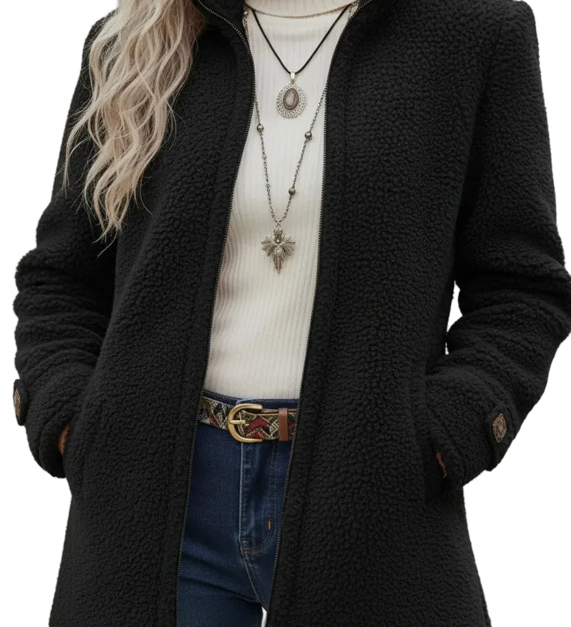 Annelies | manteau intermédiaire doux avec fermeture éclair