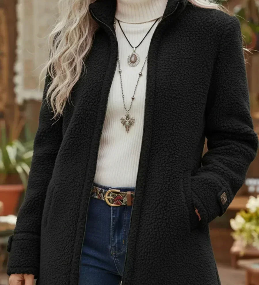Annelies | manteau intermédiaire doux avec fermeture éclair